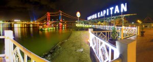 Kampung Kapitan & Glowing Ampera Bridge at night