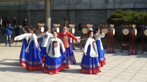 Korean traditional dance in front of National Folk Museum